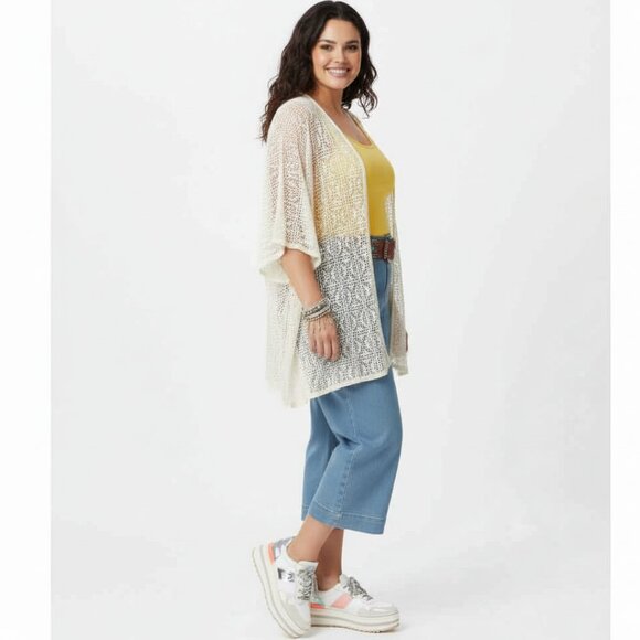 Classic & Chic Liz Claiborne Plus Size 24W Linen Blend Blue Capri  Jeans - Picture 2 of 5